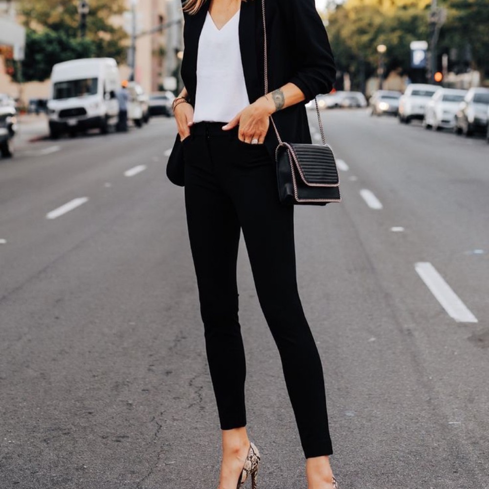 Zara women open front black blazer